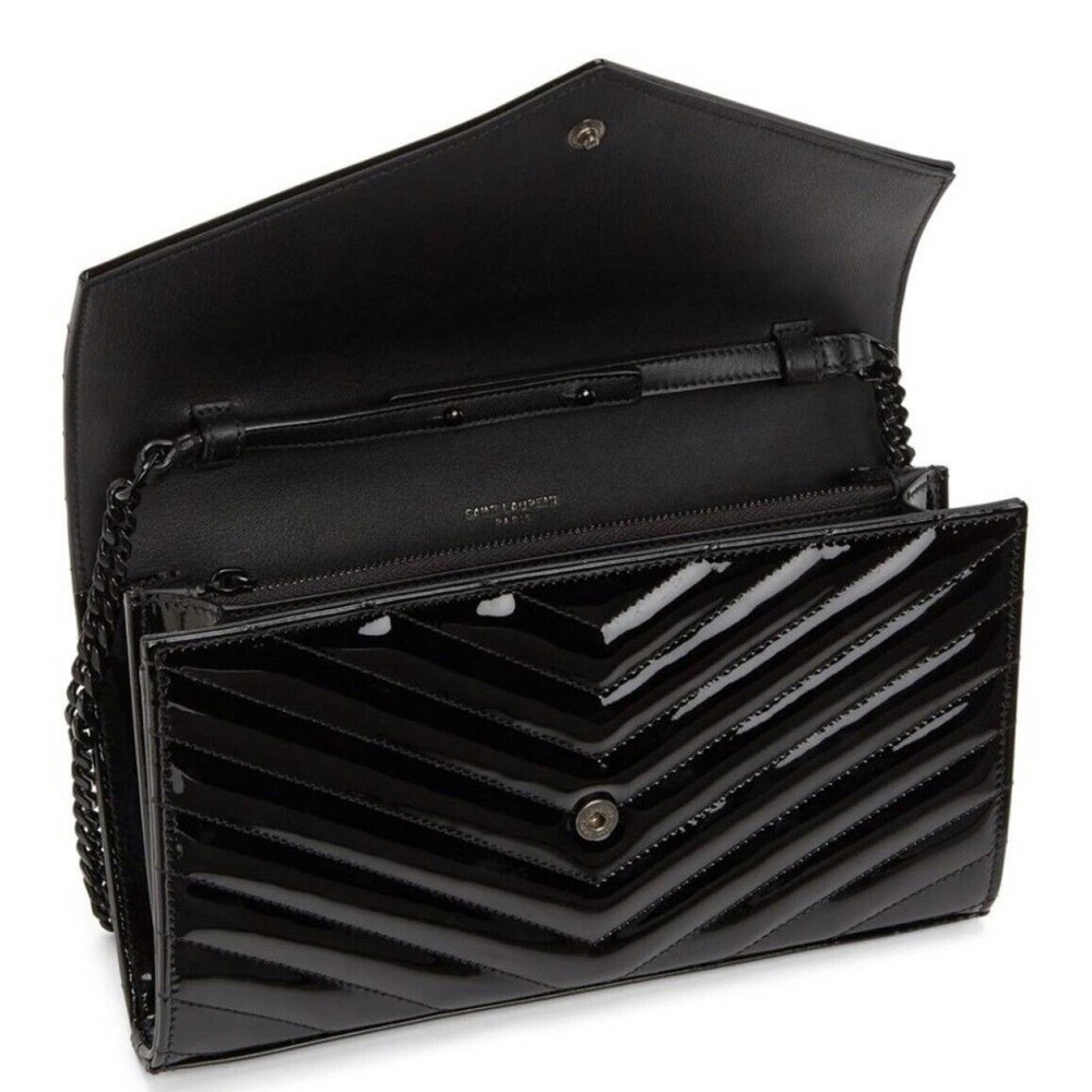 BRAND New Saint Laurent YSL Medium WOC Chain Wallet Patent Leather Purse Bag Box - Picture 3 of 13